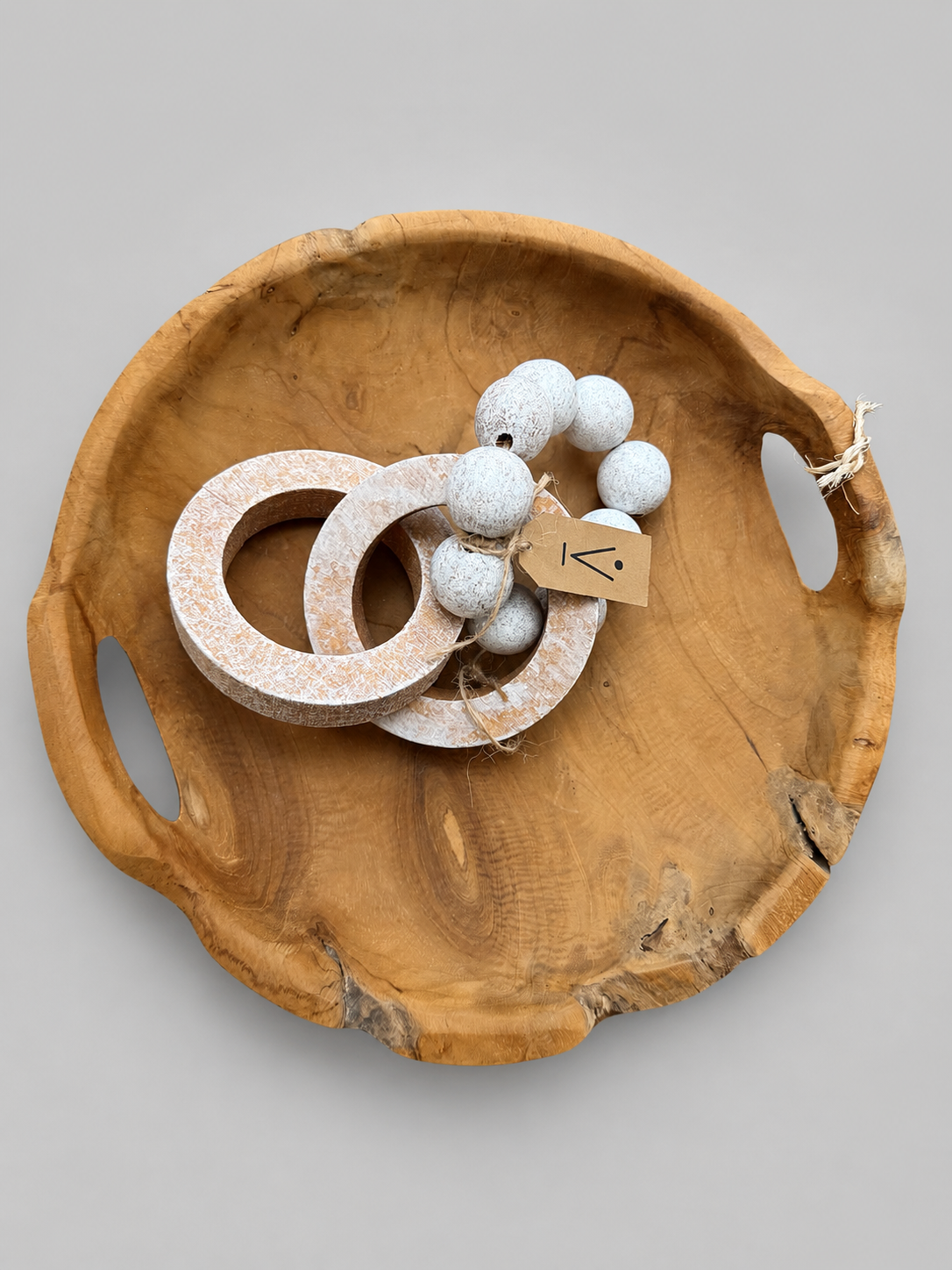 Charola Artesanal de Madera Natural con Asas