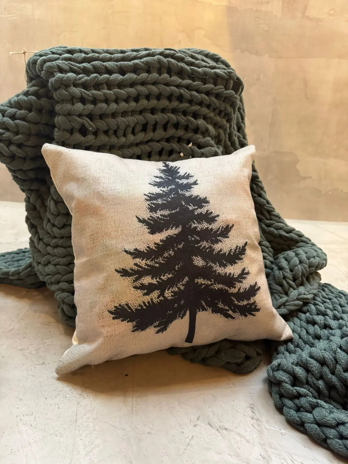 Set Frazada Balandra y Cojín Árbol Navidad TZALA